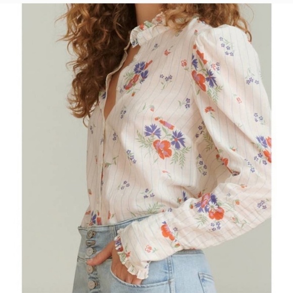 Veronica Beard Holli Floral Button-Down Shirt Sz XS - Picture 2 of 15